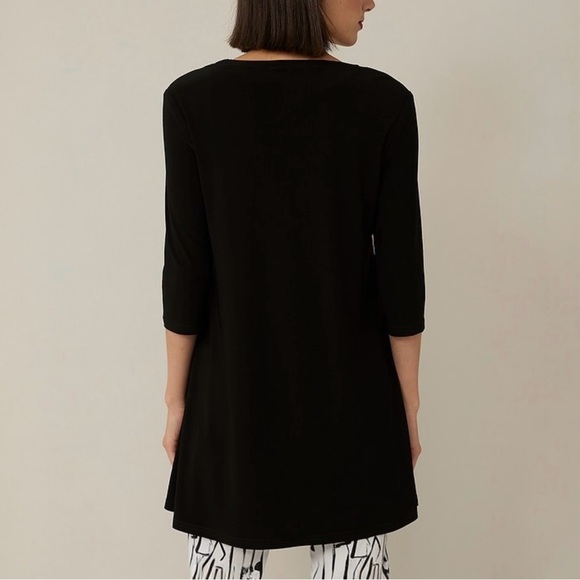 Joseph Ribkoff Zip Detail Tunic Top Size 8 Black Wrinkle Resistant 3/4 Sleeve - Picture 2 of 12